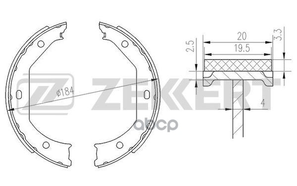 Колодки торм. бараб. задн.  стоян. торм. BMW 1 (E81 E82 E87 E88) 05-  3 (E91 E92 E93 F31) 04-  4 (F3 Zekkert арт. bk-4136