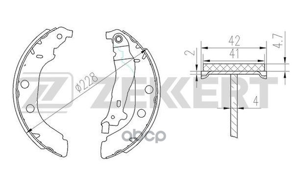 Колодки торм. бараб. задн. Peugeot 406 95- Zekkert арт. bk-4138