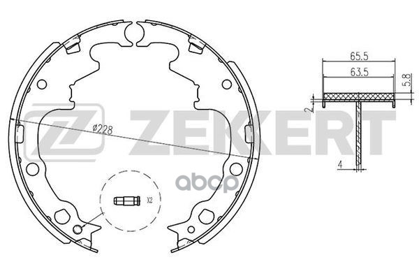 Колодки торм. бараб. задн. Chrysler Voyager I II 87-  Jeep Cherokee I II 84-  Wrangler I II 91-  Ply Zekkert арт. bk-4148