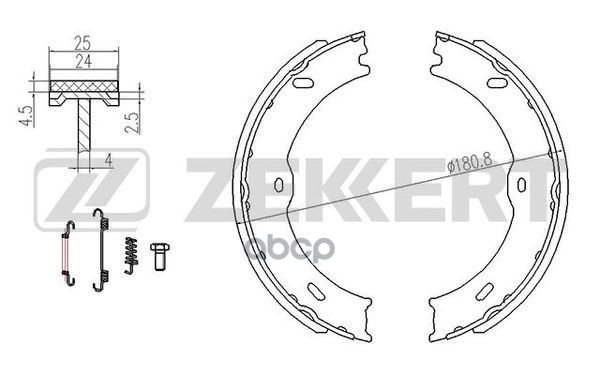 Колодки торм. бараб. задн.  стоян. торм.  с уст. компл. MB Sprinter (B906) 06-  VW Crafter 06- Zekkert арт. bk-4166