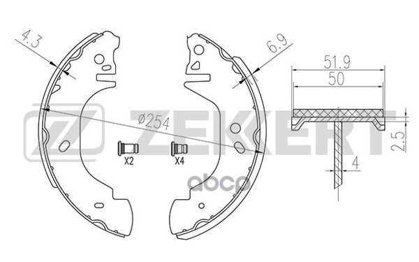 Колодки торм. бараб. задн. Ford Transit III IV V 85- Zekkert арт. bk-4285
