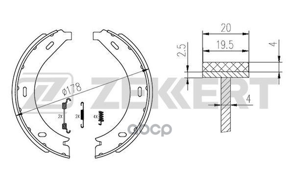 Колодки торм. бараб. задн.  стоян. торм. с уст. компл. MB V-Class (638/2) 96-  Vito (638) 96- Zekkert арт. bk-4297