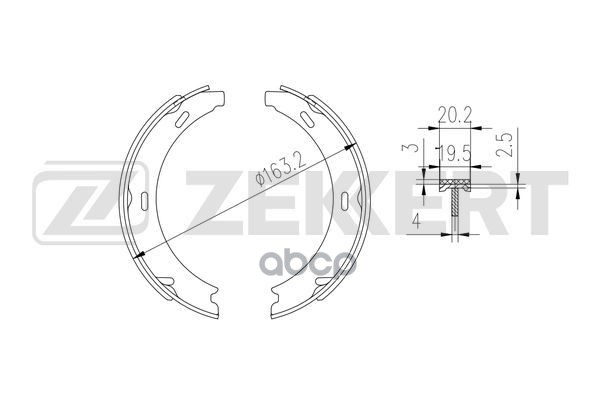 Колодки торм. бараб. задн.  стоян. торм. Chrysler Crossfire 03-  MB A-Class (W169) 97-  C-Class (W24 Zekkert арт. bk-4330