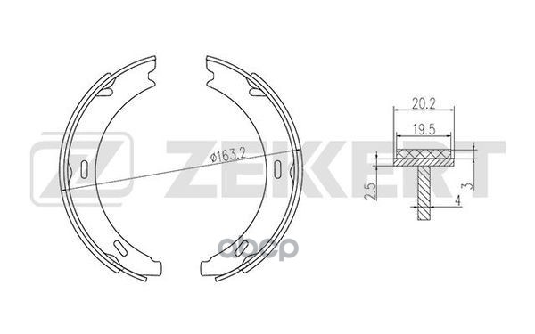 Колодки торм. бараб. задн.  стоян. торм. MB A-Class (W168 W169) 97-  B-Class (W245) 04-  C-Class (W2 Zekkert арт. bk-4336