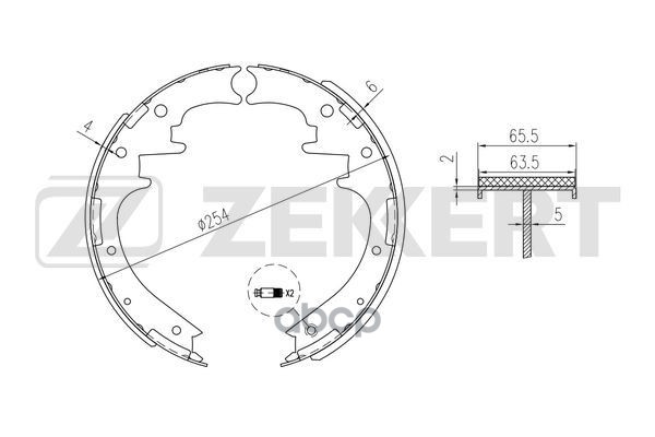 Колодки торм. бараб. задн. Ford Ranger II 99- для D=254 mm Zekkert арт. bk-4346