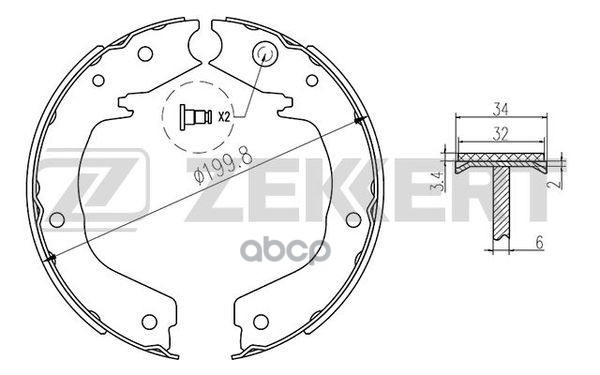 Колодки торм. бараб. задн.  стоян. торм. Mitsubishi Pajero III IV 00- Zekkert арт. bk-4439