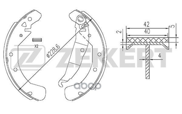 Колодки торм. бараб. задн. Opel Astra F 91-  Astra G II 98-  Astra H 04-  Combo 95-  Vectra B II 95- Zekkert арт. bk-4448