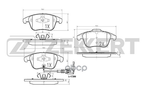 Колодки торм. диск. передн. с датчиком Audi Q3 11-  Seat Alhambra II 10-  VW Sharan II 10-  Tiguan 0 Zekkert арт. bs-1009