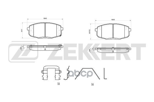 Колодки торм. диск. передн. Hyundai Creta 16-  i30 07-  Kia Seltos 19-  Cerato II  IV 09-  Ceed 06- Zekkert арт. bs-1076
