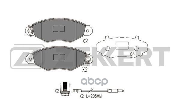 Колодки торм. диск. передн. с датчиком Renault Kangoo 97-  Nissan Kubistar (X76) 03- Zekkert арт. bs-1088