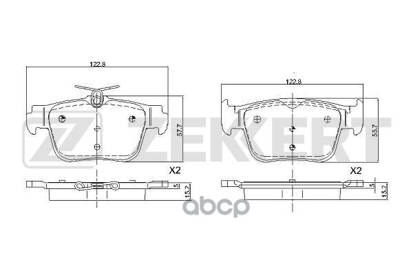 Колодки торм. диск. задн. VW Golf VIII 19-  Audi A3 IV 19-  Skoda Octavia (NX_) 20-  Seat Leon IV 19 Zekkert арт. bs-1117