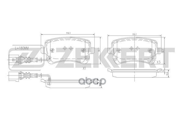 Колодки торм. диск. задн. с датчиком VW Transporter V-VI 03-  Multivan V-VI 03-  Bentley Flying Spur Zekkert арт. bs-1179