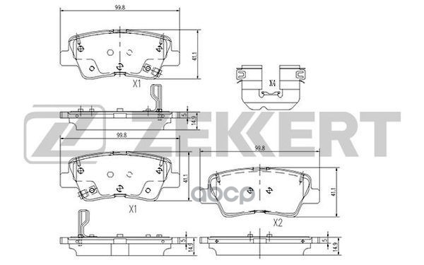 Колодки торм. диск. задн. Hyundai Sonata VI 14-  Tucson III 15-  Kia Rio IV 17-  Sportage IV 15-  St Zekkert арт. bs-1188