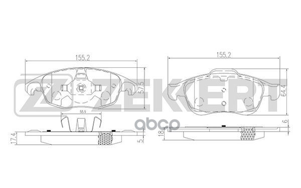 Колодки торм. диск. передн. Citroen Berlingo II 08-  C4 Picasso 07-  DS4 11-  DS5 13-  Peugeot 5008 Zekkert арт. bs-1254