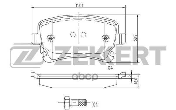 Колодки торм. диск. задн. Audi A4 II  III 03-  A6 II  III 02-  VW Multivan V 03-  Transporter V 03- Zekkert арт. bs-1256