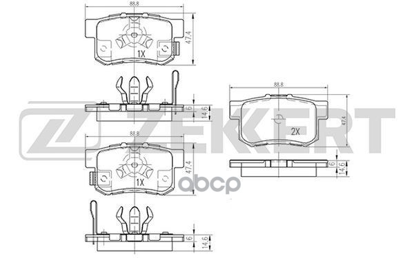 Колодки торм. диск. задн. Acura RDX II 12-  Honda Accord VI VIII 08-  Crosstour 09-  Great Wall Hove Zekkert арт. bs-1258