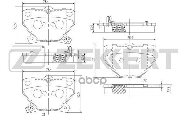 Колодки торм. диск. задн. Toyota Corolla (E120) 01-  Yaris Verso (P20) 99-  Celica (T230) 99-  Echo Zekkert арт. bs-1267