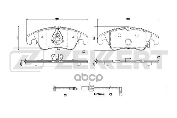 Колодки торм. диск. передн. Audi A6 IV Allroad 12-  A6 IV 11-  A6/S6 IV 10-  A7 10-  Q5 08- Zekkert арт. bs-1292