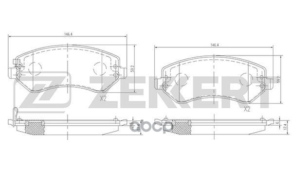Колодки торм. диск. передн. Chrysler Voyager IV 00-  Jeep Cherokee III 01- Zekkert арт. bs-1345