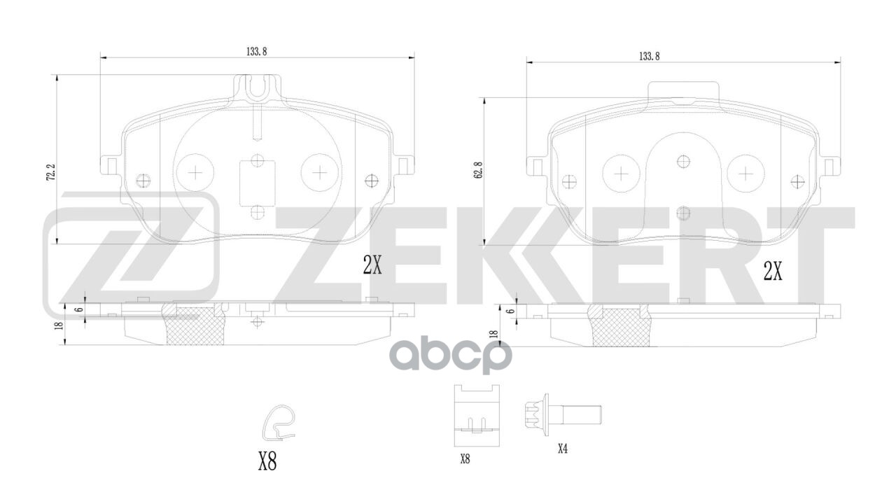 Колодки торм. диск. передн. MB A-Class (W177 V177) 18-  B-Class (W247) 18-  CLA (C118) 19  GLA (H247 Zekkert арт. bs-1357