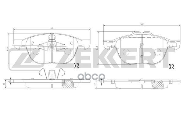 Колодки торм. диск. передн. Ford Kuga II 13-  Tourneo Connect II 13- Zekkert арт. bs-1364