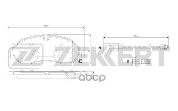Колодки торм. диск. передн. с датчиком Ford Transit VIII 13- Zekkert арт. bs-1368