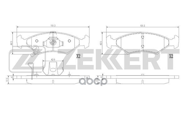 Колодки торм. диск. передн. Kia Sephia 95-  Shuma 96-  Sportage 94- Zekkert арт. bs-1392
