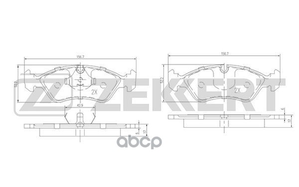 Колодки торм. диск. передн. Opel Omega A 88-  Daewoo Nexia (KLETN) 95-  Chevrolet Lanos (T100 T150) Zekkert арт. bs-1488