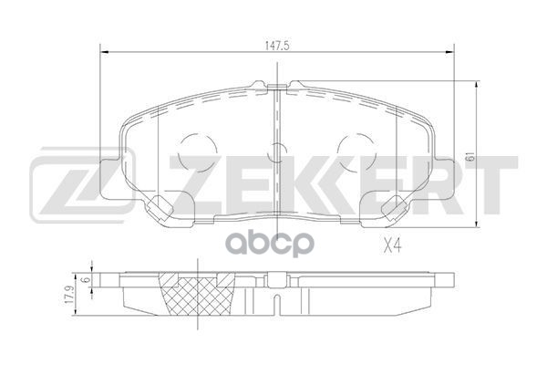 Колодки торм. диск. передн. Toyota Alphard (H20 H30) 08-  Estima (R50) 06- Zekkert арт. bs-1513