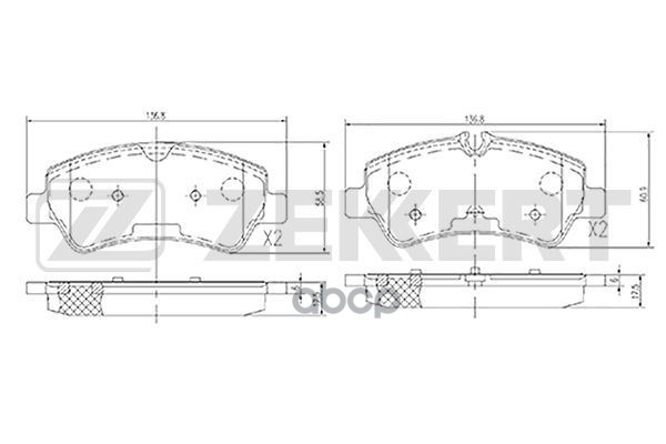 Колодки торм. диск. задн. Ford Tourneo Custom 12-  Transit Custom 12-  Transit VIII 13- Zekkert арт. bs-1566