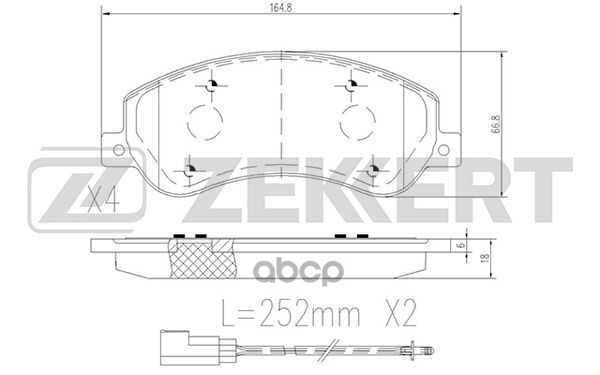 Колодки торм. диск. передн. с датчиком Ford Transit VII 06-  Tourneo II 06-  VW Amarok 10- Zekkert арт. bs-1680