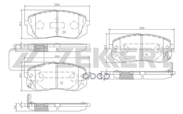 Колодки торм. диск. передн. Hyundai ix35 10-  Kia Carens II-III 02-  Sportage II-III 04-  Seltos 19- Zekkert арт. bs-1791