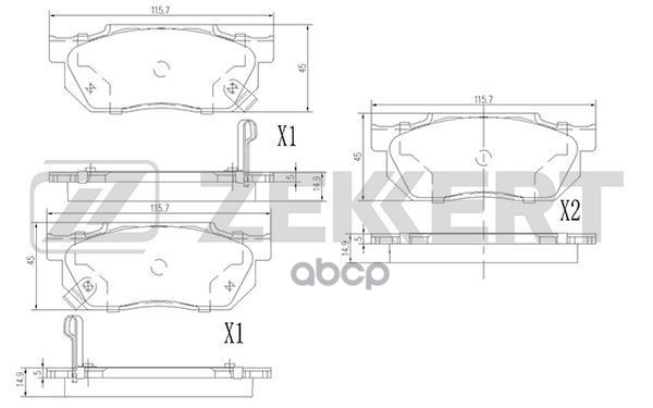Колодки торм. диск. передн. Honda Accord II 81-  Civic III-V 83-  CR-X I-II 83-  Prelude II 83- Zekkert арт. bs-1860