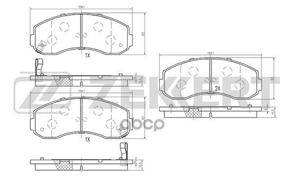 Колодки торм. диск. передн. Kia K2500 03-  K2700 99-  K2900 08- Zekkert арт. bs-1876