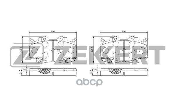 Колодки торм. диск. передн. Toyota Hilux (N10 N20 N30) 04-  Fortuner (N50 N60) 05- Zekkert арт. bs-2077