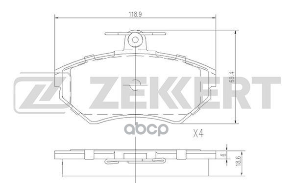 Колодки торм. диск. передн. Audi A4 94-  VW Passat V 96- Zekkert арт. bs-2387