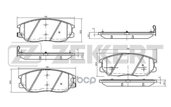 Колодки торм. диск. передн. Hyundai Equus 09-  Terracan 01-  Trajet 00-  XG 98- Zekkert арт. bs-2422