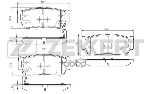 Колодки торм. диск. задн. SsangYong Actyon 06-  Rexton 01-  Rodius 05- Zekkert арт. bs-2424