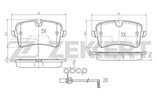 Колодки торм. диск. задн. Audi A4 IV 12-  A5 10-  A6 IV 10-  A6 II 12-  A7 10-  Porsche Macan 14- Zekkert арт. bs-2426