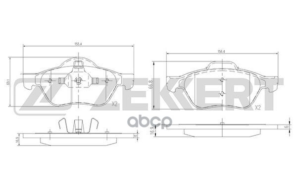 Колодки торм. диск. передн. Renault Laguna II 01-  Laguna III 07-  Wind 10- Zekkert арт. bs-2488