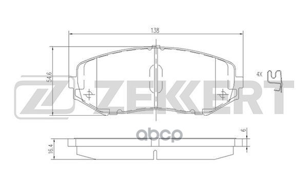 Колодки торм. диск. передн. Suzuki Grand Vitara (JT TE TD) 05- Zekkert арт. bs-2620