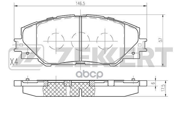 Колодки торм. диск. передн. Toyota Auris (E150 E180) 10-  Matrix (E140) 08-  Prius (W40) 11-  Rav 4 Zekkert арт. bs-2716