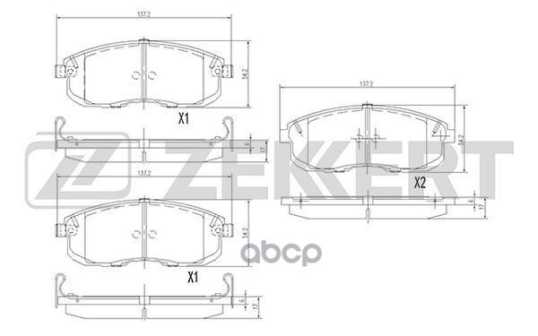 Колодки торм. диск. передн. Suzuki SX4 (GYA GYB EYA EYB GY) 06-  Nissan Juke (F15) 10-  Teana (J31 J Zekkert арт. bs-2806
