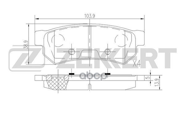 Колодки торм. диск. задн. Chevrolet Lacetti (J200) 05-  Nubira 05-  Daewoo Lacetti (KLAN) 04- Zekkert арт. bs-2813