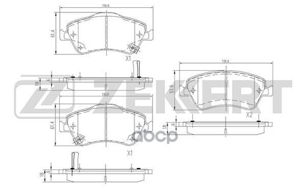 Колодки торм. диск. передн. Toyota Auris (E150) 06-  Corolla (E150) 07- Zekkert арт. bs-2820