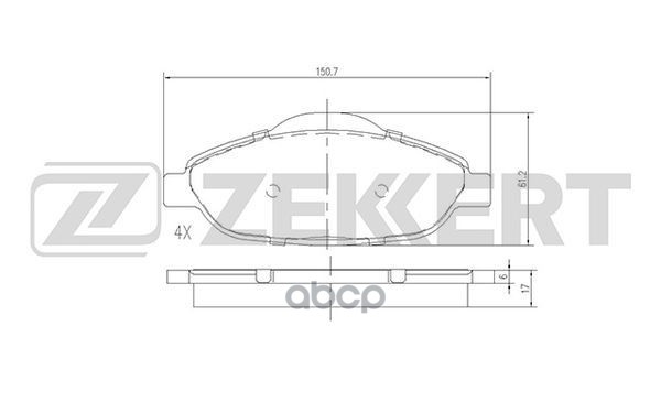 Колодки торм. диск. передн. Peugeot 3008 09-  Peugeot 308 07- Zekkert арт. bs-2825