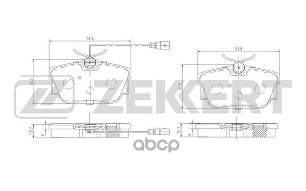 Колодки торм. диск. задн. с датчиком VW Transporter IV 90- Zekkert арт. bs-2845