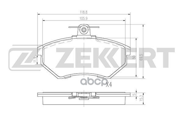 Колодки торм. диск. передн. Seat Ibiza II 93-  VW Caddy II 95-  Golf II-IV 96-  Jetta II 88-  Passat Zekkert арт. bs-2862