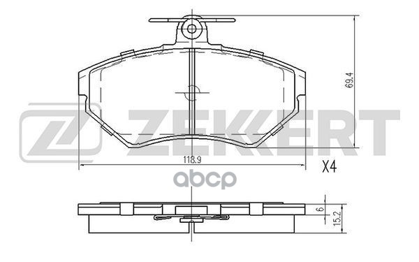Колодки торм. диск. передн. Seat Ibiza II 94-  Toledo 91-  VW Caddy II 96-  Golf III-IV 91-  Passat Zekkert арт. bs-2907