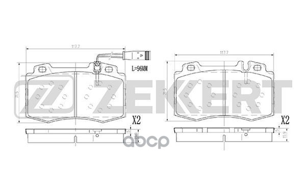 Колодки торм. диск. передн. с датчиком MB C-Class (203) 00-  CLK (209) 02-  E-Class (211) 02-  S-Cla Zekkert арт. bs-2927